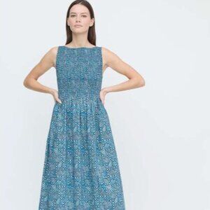 NEW Hill House Home The Cosima Nap Dress, Navy Calico Trellis sz S